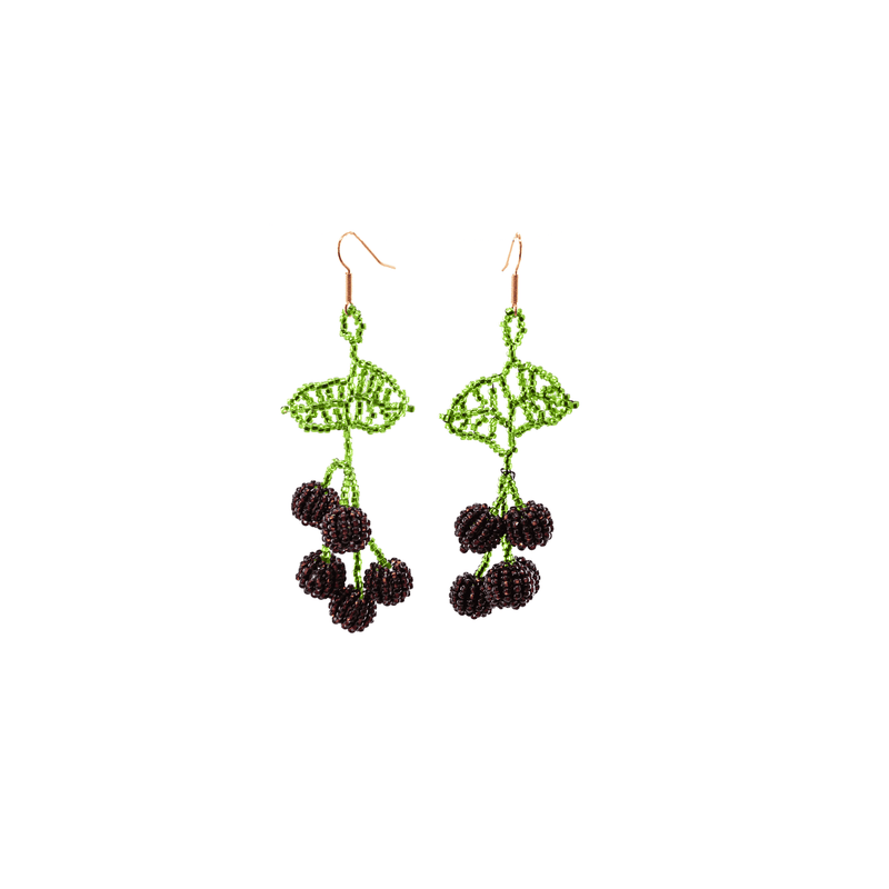 Cherry Beaded Earrings in Purple - Josephine Alexander Collective