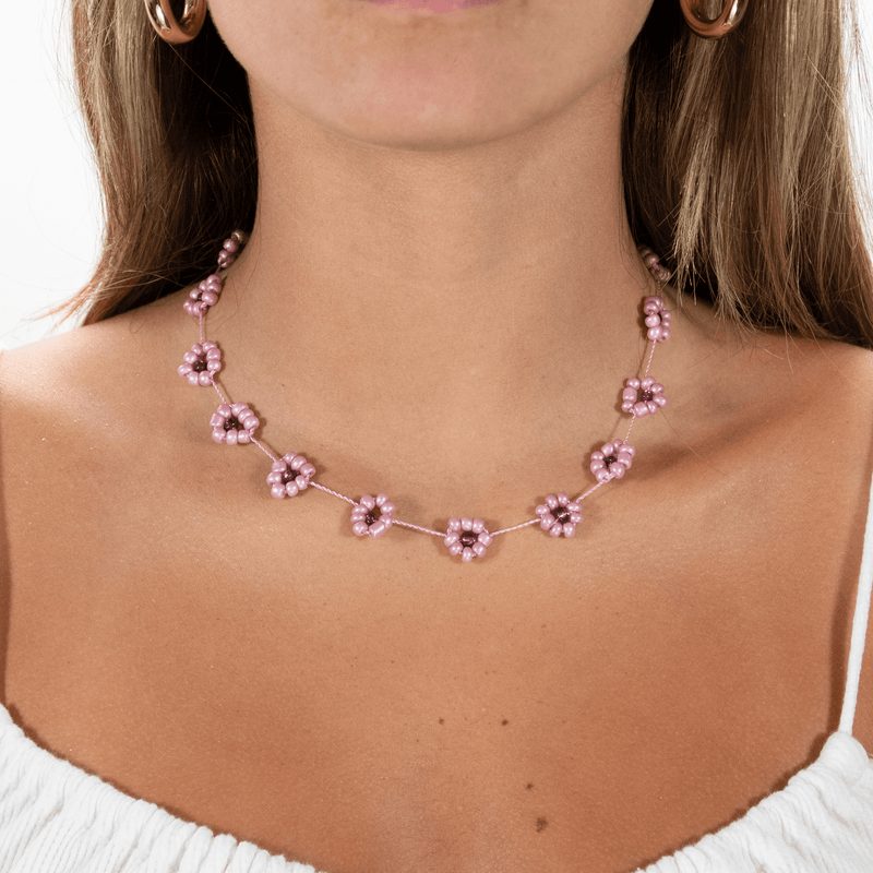 Large Daisy Chain Necklace Purple Icing - Josephine Alexander Collective