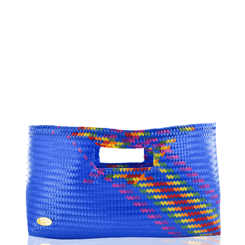 Sam Woven Handbag in Blue Splash of Rainbow - Josephine Alexander Collective