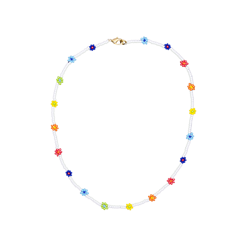 Beaded Daisy Necklace in Rainbow Clouds - Josephine Alexander Collective