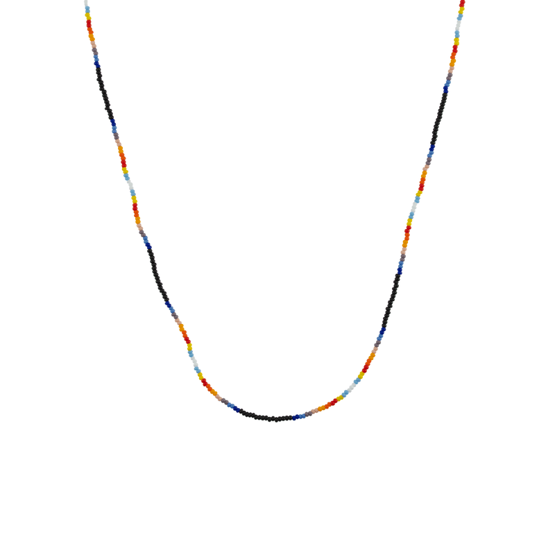 Long Beaded Necklace in Black Multicolor - Josephine Alexander Collective