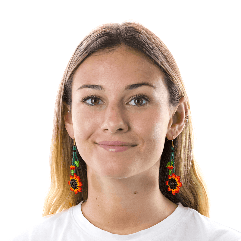 Hanging Red Sunflower Earrings - Josephine Alexander Collective
