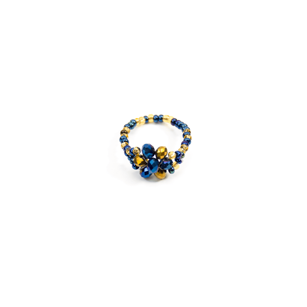 Flower Ring in Gold and Blue - Josephine Alexander Collective