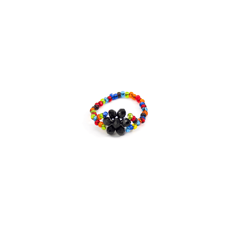 Flower Ring in Black and Iridescent Rainbow - Josephine Alexander Collective