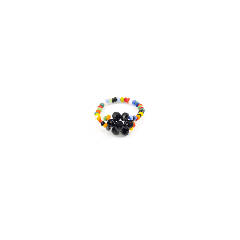 Flower Ring in Black and Rainbow - Josephine Alexander Collective