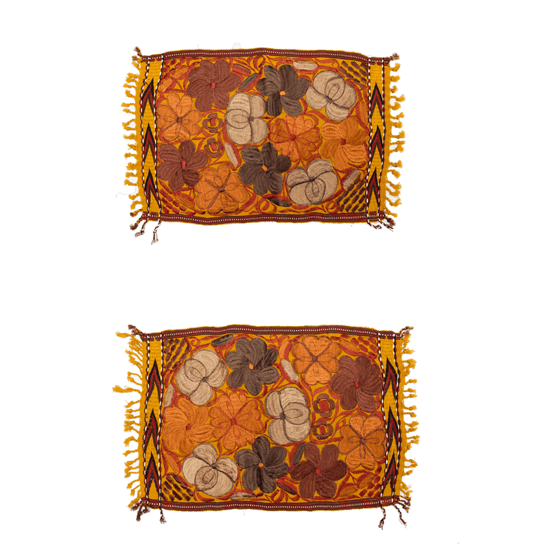 Embroidered Placemats in Fall Hues- Set of 2-Yellow #1 - Josephine Alexander Collective