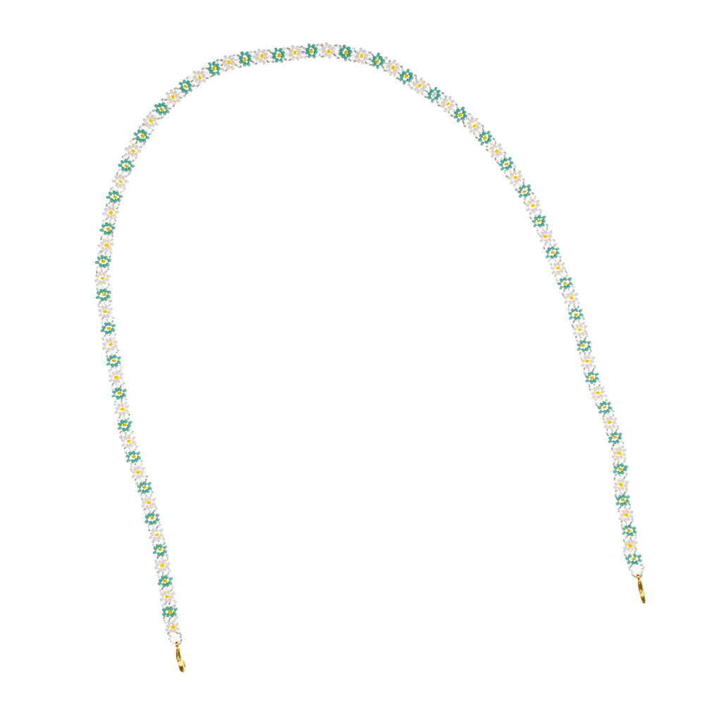 Flower Mask Chain - White and Turquoise - Josephine Alexander Collective