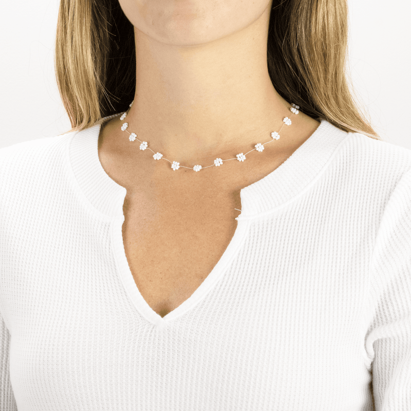 Daisy Chain Necklace in White - Josephine Alexander Collective
