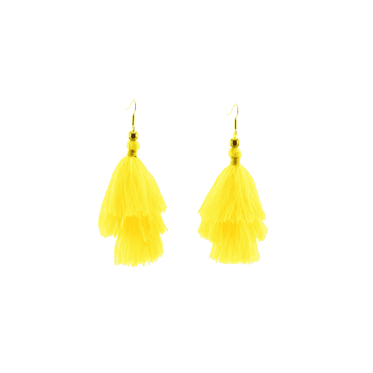 Triple Tassel Earrings in Yellow - Josephine Alexander Collective